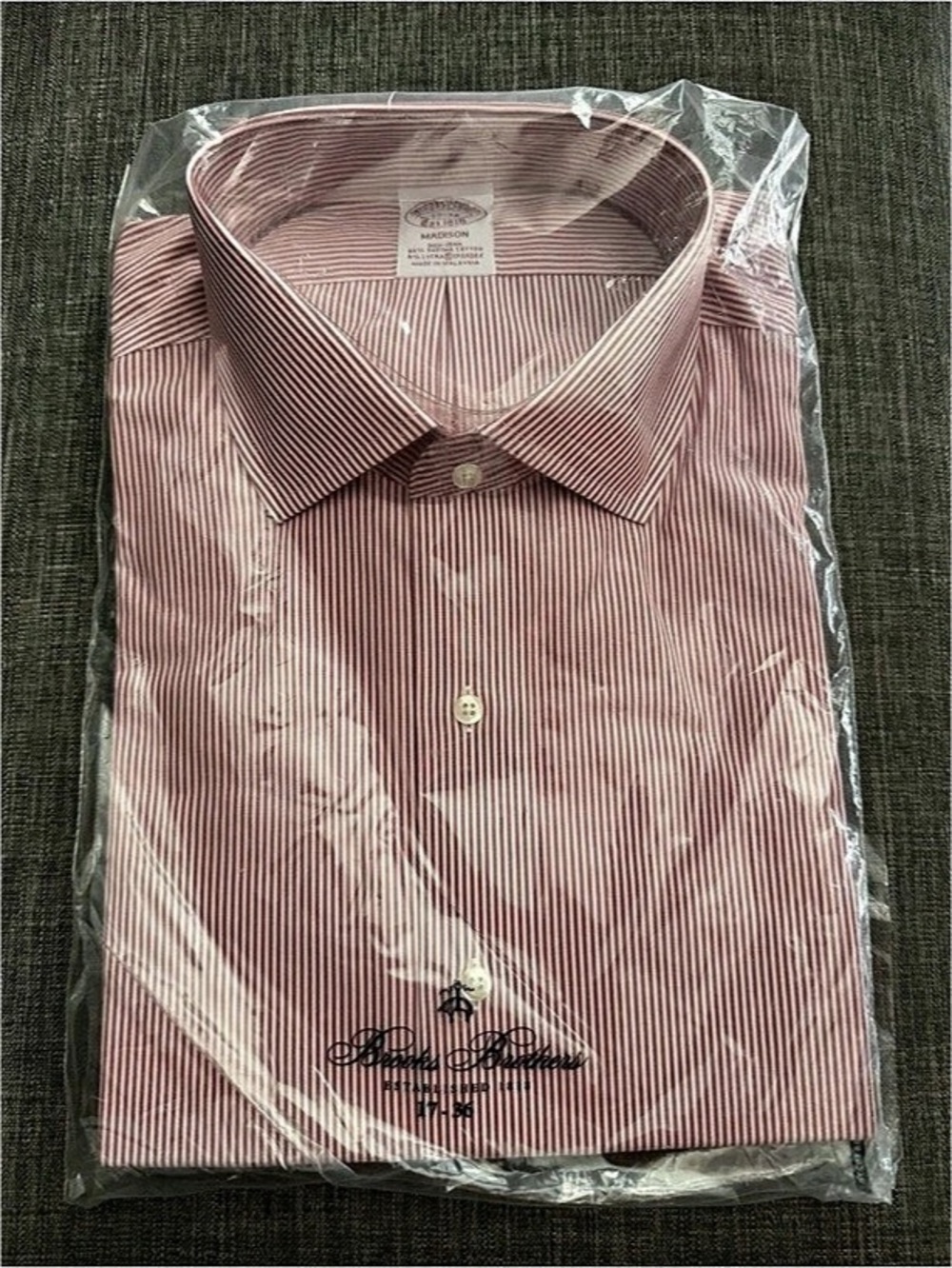 Brooks Brothers Striped Dress Shirt in Red & White NWT Size 17-36
